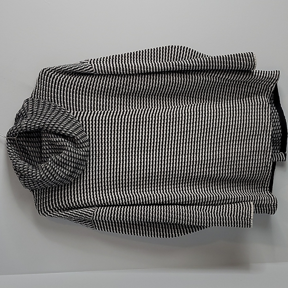 CABI 3167 Fergi Cowl Neck Wrap Black White Sweater Small